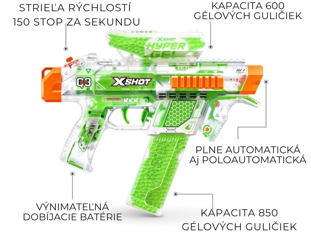 Zúru X-Shot Hyper Gél ​​Glow Motorizovaný NightStrike 36782